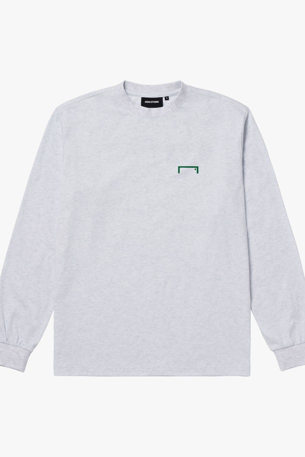 GOALSTUDIO - 긴팔티셔츠 - ESSENTIAL BIG LOGO LONG SLEEVE TEE-MELANGE GREY