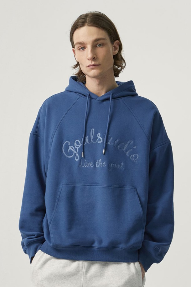 GOALSTUDIO - 후디 - LETTERING LOGO HOODIE-DARK BLUE