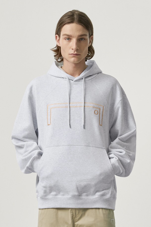 GOALSTUDIO - 후디 - STITCHED BIG LOGO HOODIE-MELANGE GREY