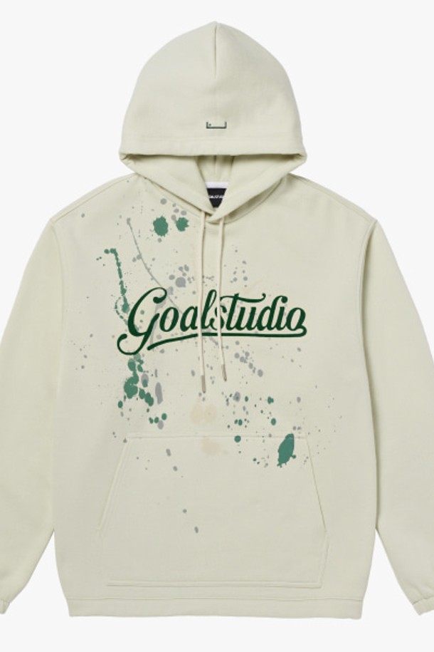 GOALSTUDIO - 긴팔티셔츠 - SCRIPT LOGO HOODIE-LIGHT BEIGE