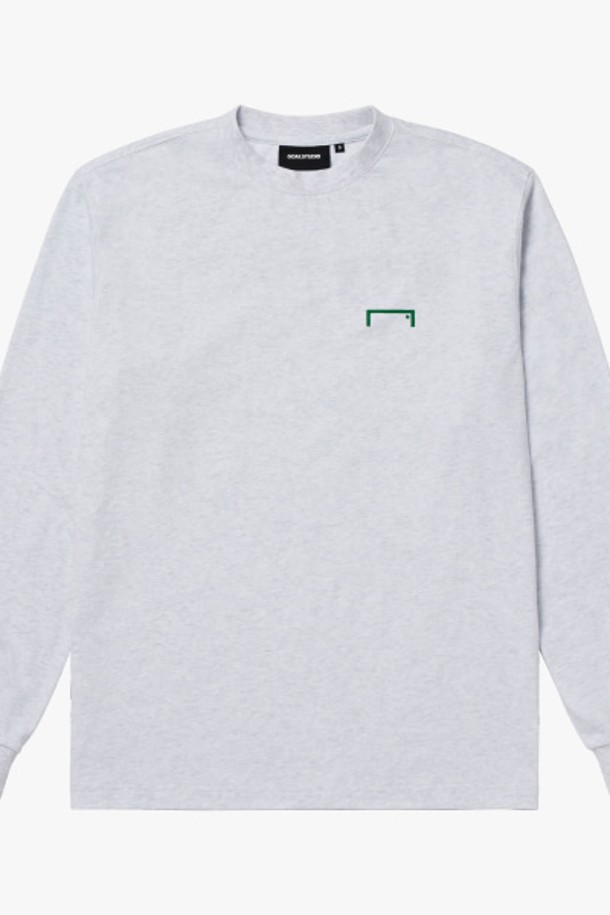 GOALSTUDIO - 긴팔티셔츠 - ESSENTIAL BIG LOGO LONG SLEEVE TEE-MELANGE GREY