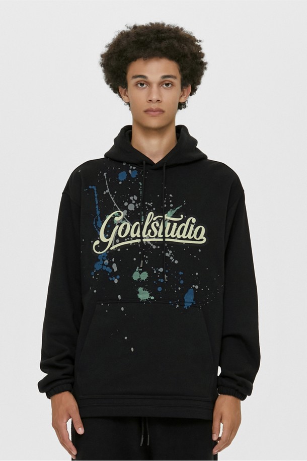 GOALSTUDIO - 긴팔티셔츠 - SCRIPT LOGO HOODIE-BLACK