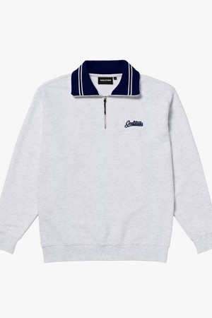 SCRIPT LOGO HALF ZIP-UP-MELANGE GREY