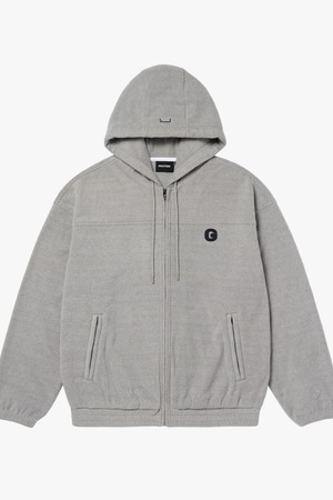 G LOGO MICRO FLEECE FULL ZIP-UP JACKET-MELANGE GREY