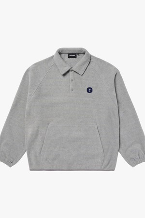 G LOGO MICRO FLEECE POLO SHIRT-MELANGE GREY