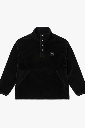 CORDUROY VELOUR BUTTON-UP SHIRT-BLACK