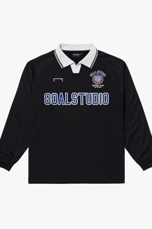 COLLARED LONG SLEEVE GAME SHIRT-BLACK