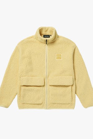 OUT POCKET SHERPA FLEECE JACKET-LIGHT YELLOW