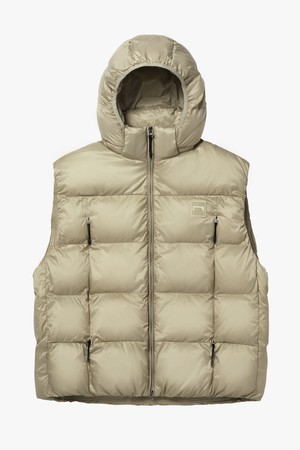 DETACHABLE HOODED PUFFER PADDING VEST-LIGHT BEIGE