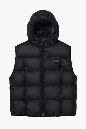 DETACHABLE HOODED PUFFER PADDING VEST-BLACK