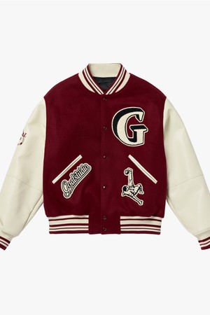 MULTI PATCHED VARSITY JACKET-BURGUNDY