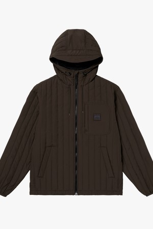 VERTICAL QUILTED JACKET-BROWN