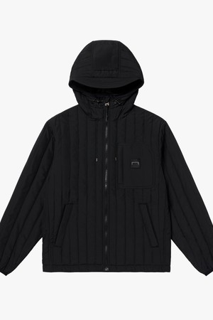 VERTICAL QUILTED JACKET-BLACK