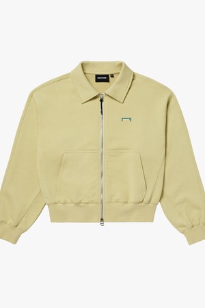 WOMEN`S COLLARED FULL ZIP-UP-LIGHT YELLOW