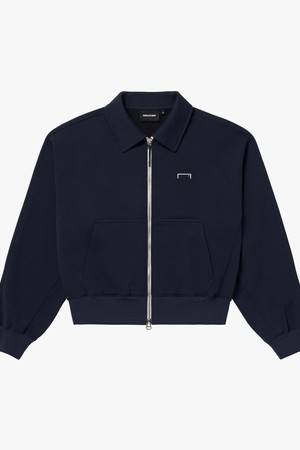 WOMEN`S COLLARED FULL ZIP-UP-DARK NAVY