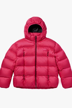 DETACHABLE HOODED PUFFER DOWN JACKET-RED