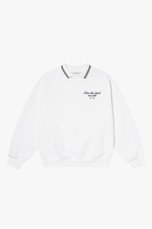 STACK LOGO COLLARED SWEAT-OFF WHITE