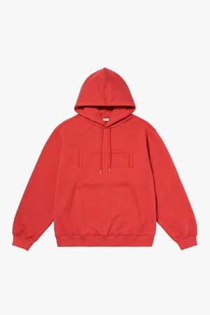 STITCHED BIG LOGO HOODIE-RED