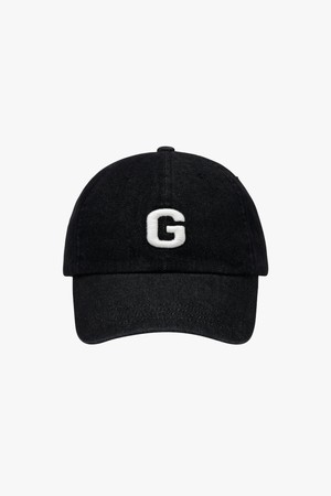 G LOGO DENIM WASHED BALL CAP-BLACK