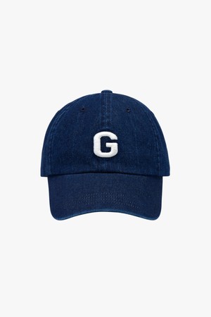 G LOGO DENIM WASHED BALL CAP-INDIGO