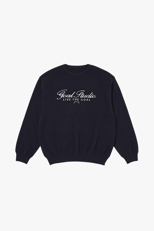 GOALSTUDIO - 스웨트셔츠 - BASIC EMBROIDERY SWEATER-DARK NAVY