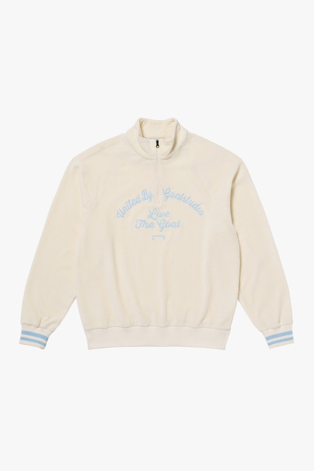 GOALSTUDIO - 스웨트셔츠 - CORDUROY QUARTER ZIP-UP-CREAM