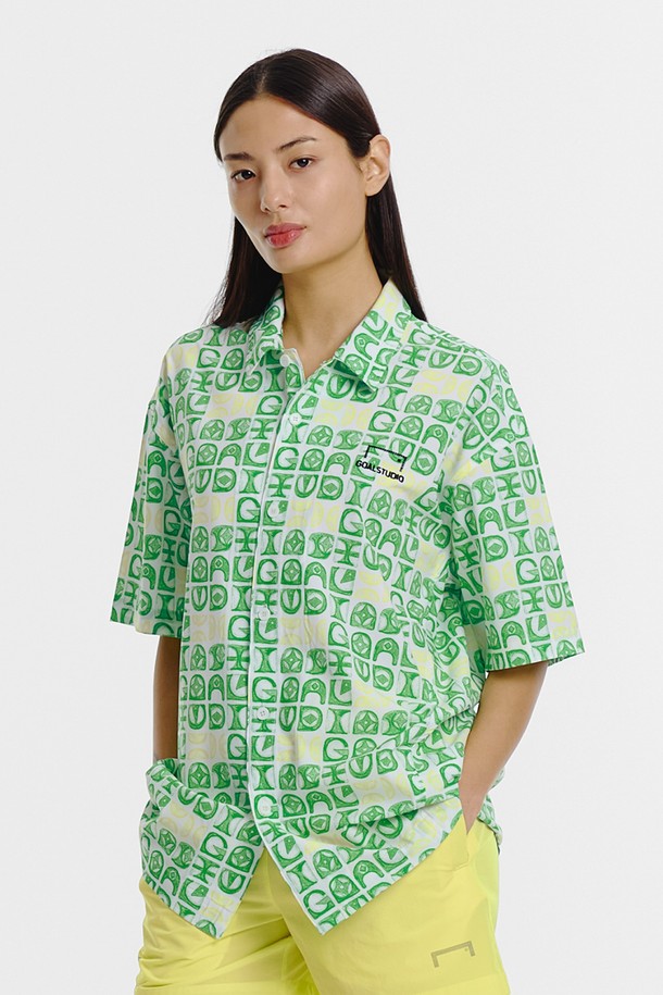 GOALSTUDIO - 반팔티셔츠 - IPANEMA BEACH ALLOVER SHIRT-GREEN