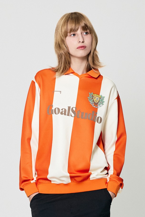 GOALSTUDIO - 긴팔티셔츠 - EMBLEM COLOR BLOCK GAME SHIRT-ORANGE