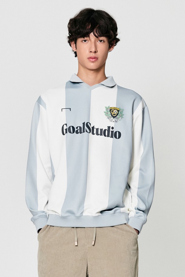 GOALSTUDIO - 긴팔티셔츠 - EMBLEM COLOR BLOCK GAME SHIRT-LIGHT GREY