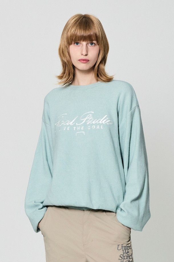 GOALSTUDIO - 스웨트셔츠 - BASIC EMBROIDERY SWEATER-SKY BLUE