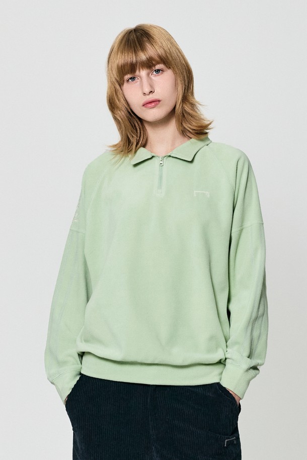 GOALSTUDIO - 긴팔티셔츠 - STADIUM STITCH FLEECE POLO SHIRT-MINT