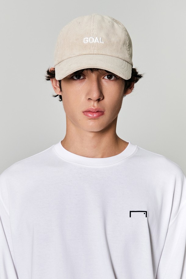 GOALSTUDIO - 모자 - ESSENTIAL GOAL CORDUROY CAP-BEIGE