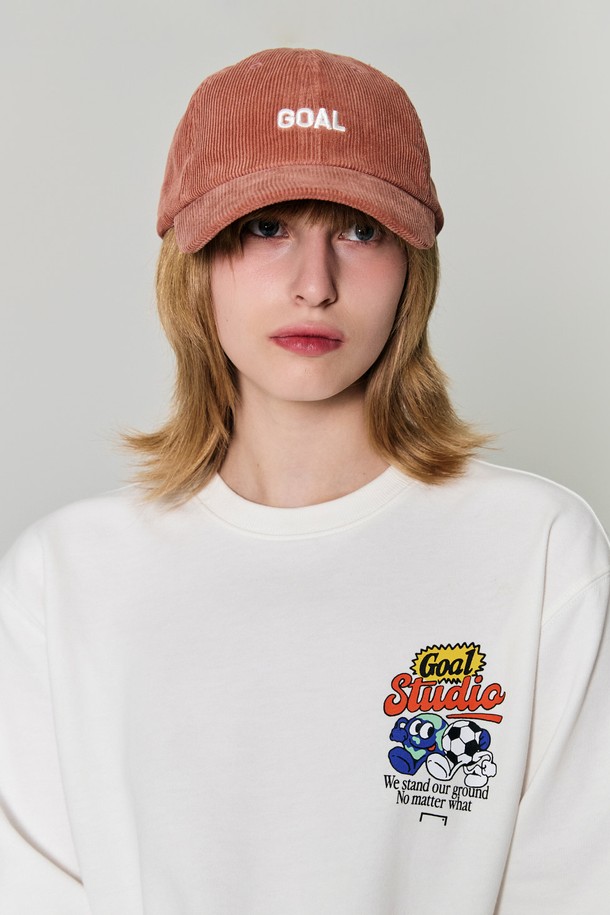 GOALSTUDIO - 모자 - ESSENTIAL GOAL CORDUROY CAP-CORAL