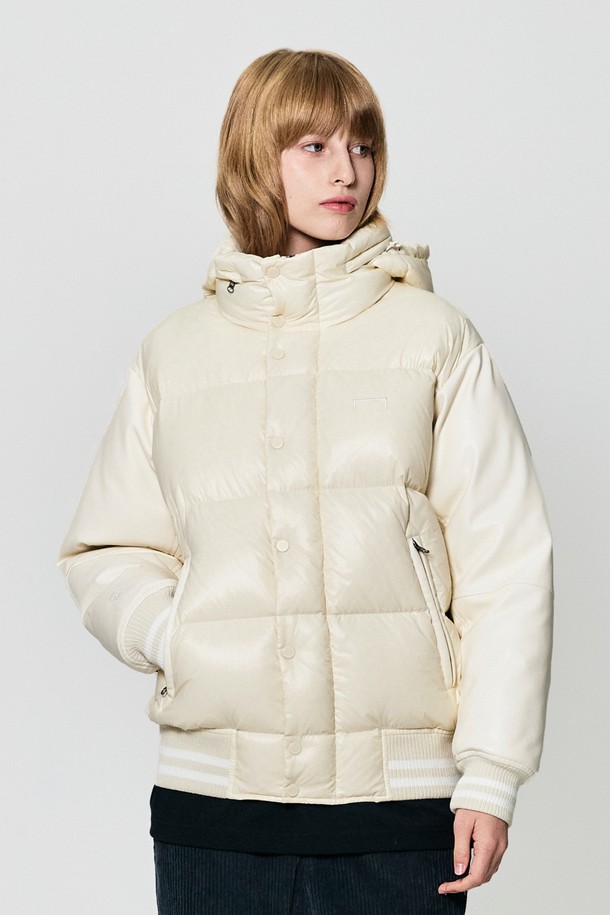 GOALSTUDIO - 다운/패딩 - VARSITY PUFFER DOWN JACKET-CREAM