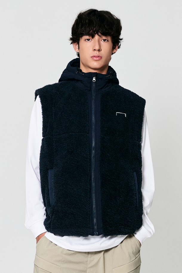 GOALSTUDIO - 자켓/점퍼 - STADIUM STITCH FLEECE VEST-DARK NAVY