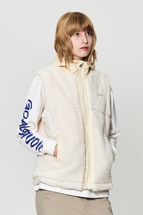 GOALSTUDIO - 자켓/점퍼 - STADIUM STITCH FLEECE VEST-CREAM