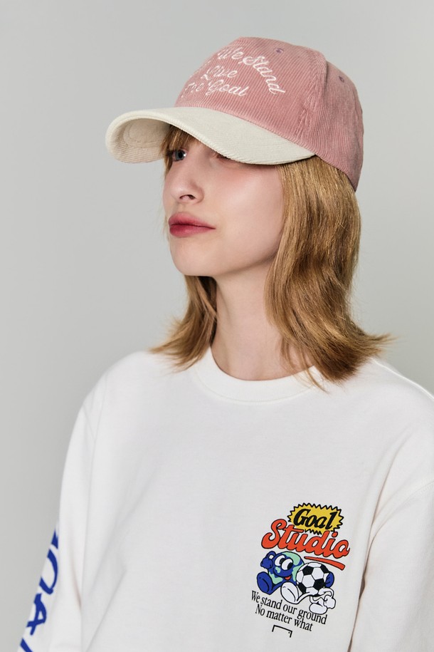 GOALSTUDIO - 모자 - COLOR BLOCK CORDUROY CAP-CORAL