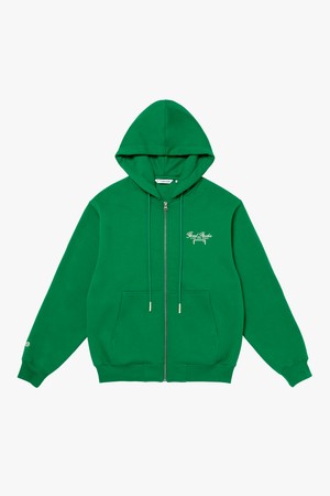 BASIC BRUSHED FULL ZIP-UP HOODIE-GREEN