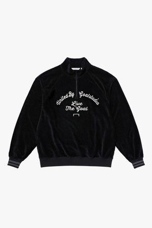 CORDUROY QUARTER ZIP-UP-BLACK