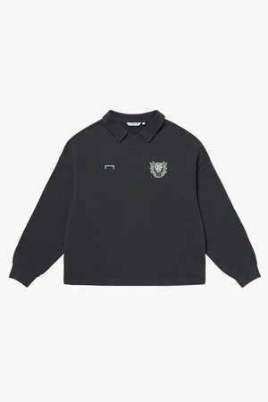 EMBLEM OVER FIT COLLARED SWEAT-CHARCOAL