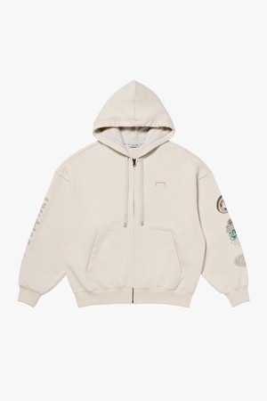 GRAFFITI FULL ZIP-UP HOODIE-OATMEAL