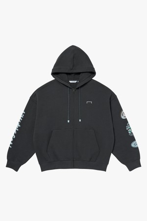 GRAFFITI FULL ZIP-UP HOODIE-CHARCOAL