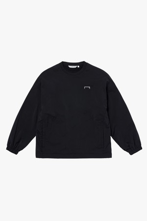 BASIC FLEECE LINED WIND PULLOVER-BLACK