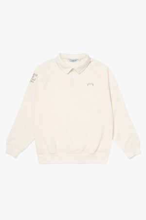 STADIUM STITCH FLEECE POLO SHIRT-OFF WHITE