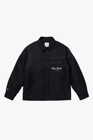 EMBROIDERY PADDED SHIRT JACKET-BLACK