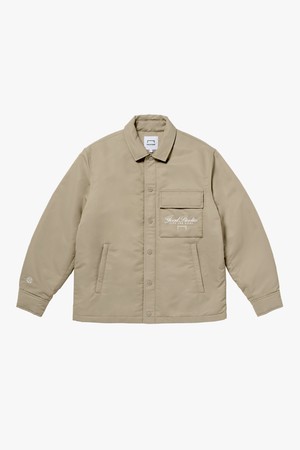 EMBROIDERY PADDED SHIRT JACKET-BEIGE