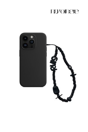 nature beads phone strap jet black