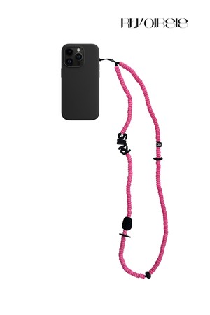 nature beads crossbody  phone strap pink 46cm