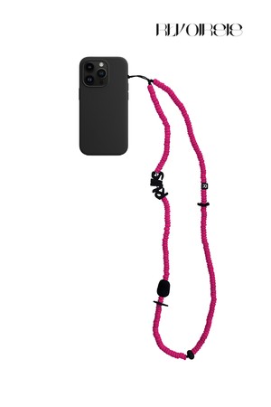 nature beads crossbody  phone strap magenta 46cm