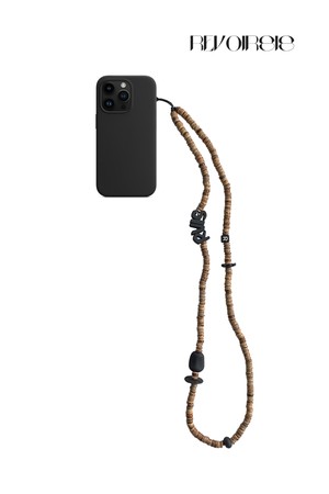 nature beads crossbody  phone strap brown 57cm